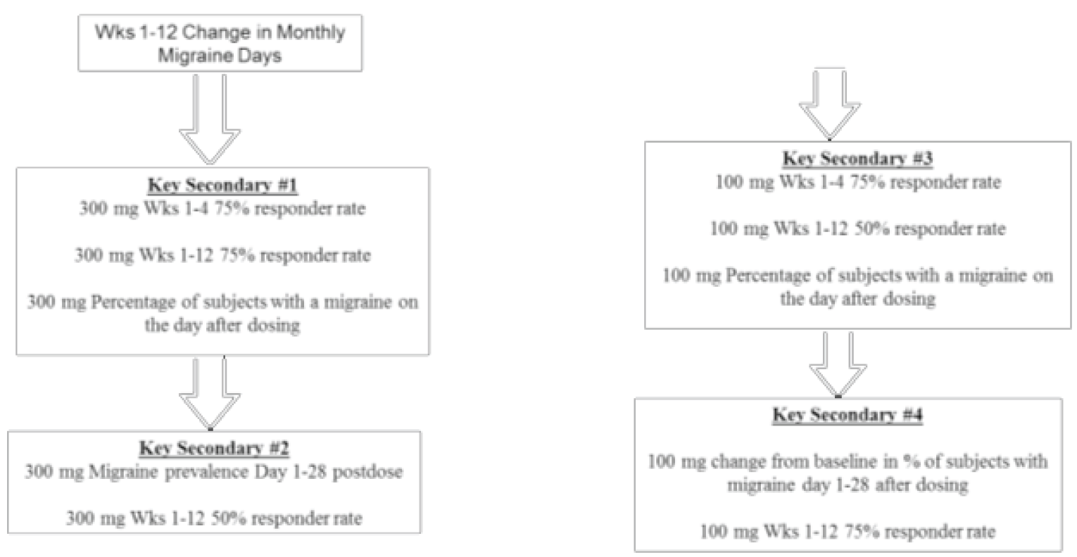 The figure presents the multiple-testing procedure for the PROMISE-2 trial in a flow chart, repeating the information provided in the text.
